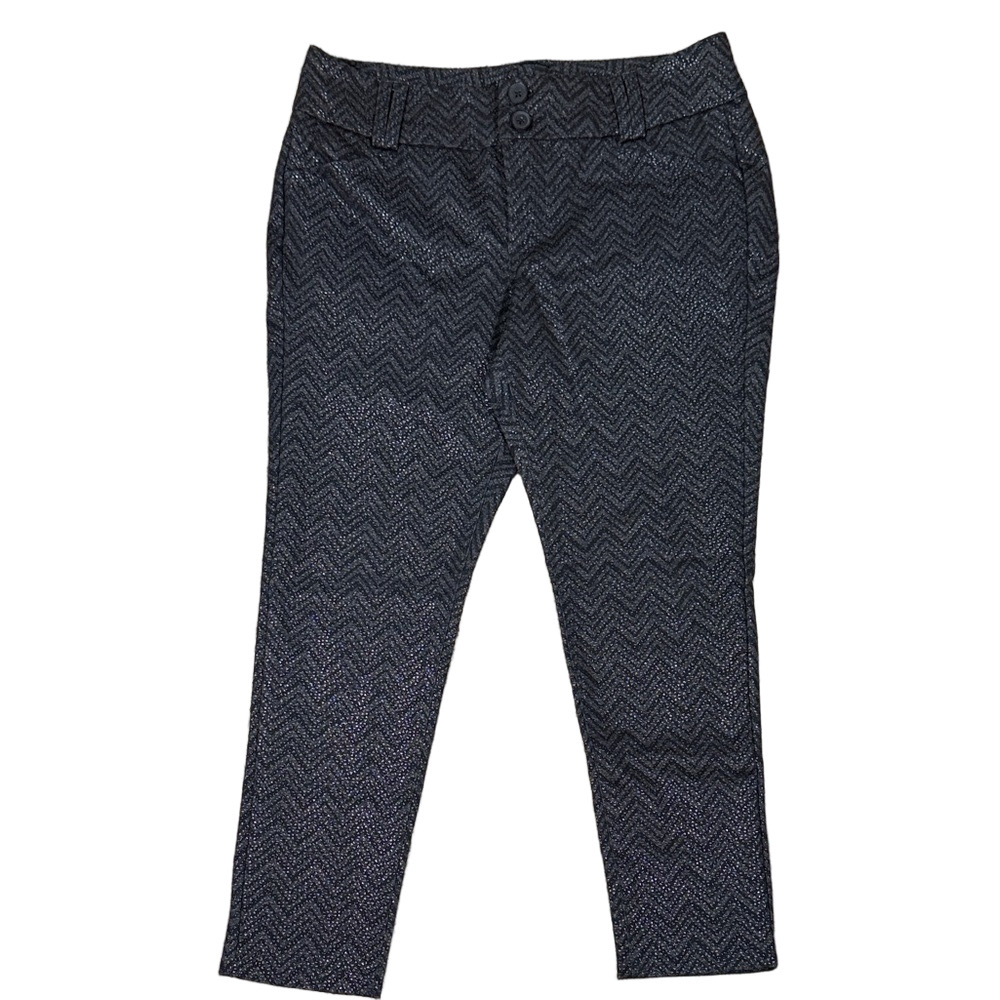 Torrid Black Gray and Silver Shimmer Chevron Ankle Skinny Pants SKU1030